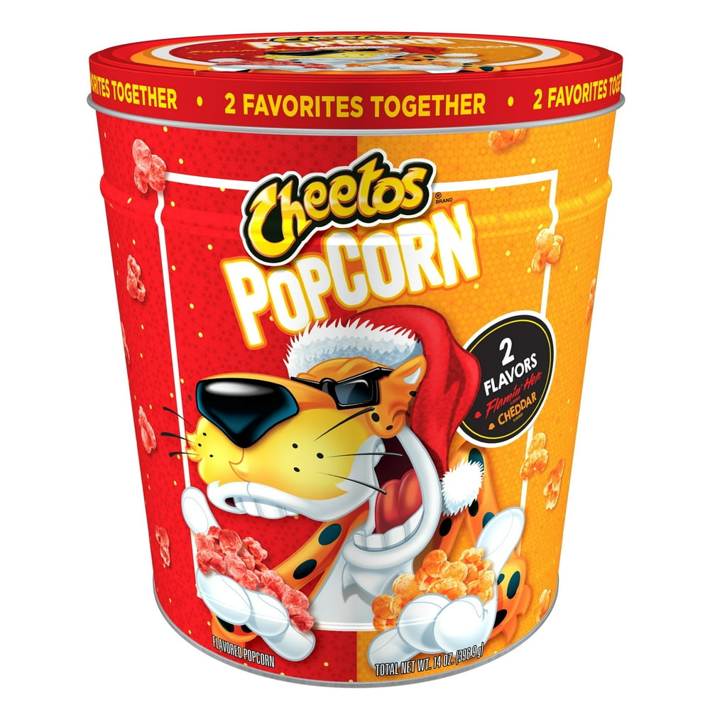 Cheetos Popcorn Tin, Flamin’ Hot and Cheddar, 14 oz