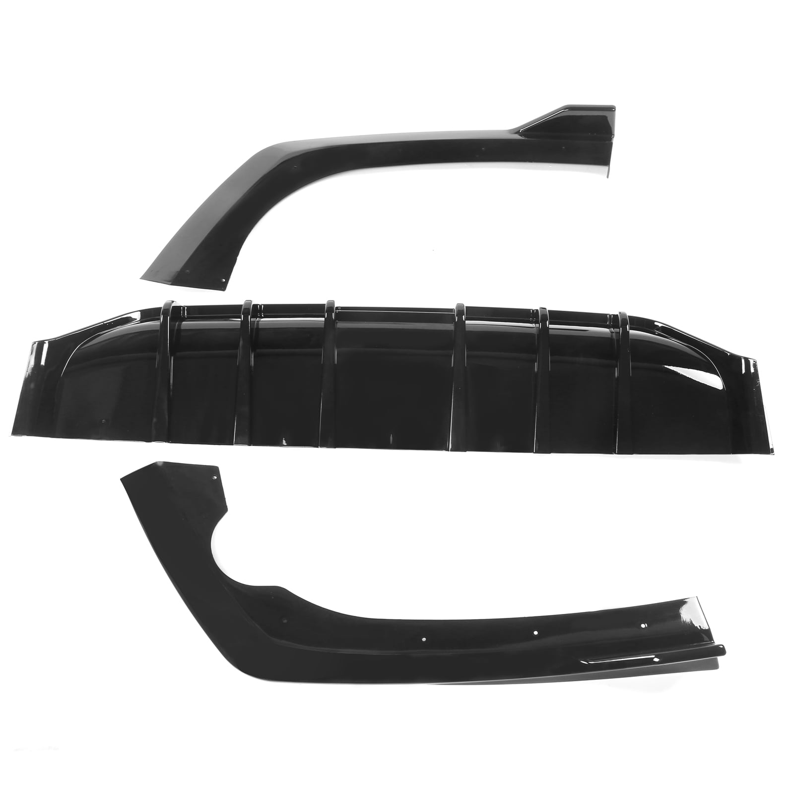 Ikon Motorsports Rear Bumper Lip Compatible with 2021-2024 Kia K5 GT-Line 3PCS Gloss Black Rear Diffuser Splitters Injection PP
