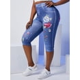 thumbnail image 1 of Talla grande WIDFLOWER 3D JEAN IMPRESIÓN METGUMINGS CRESTPED Rosegal Leggings de talla grande, 1 of 5