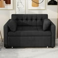 thumbnail image 3 of Uforic 55" Pull Out Sofa Bed 2 Seater Loveseats, 3-in-1 Convertible Sleeper Sofa Bed with Adjustable Backrest and Side Pocket, Modern Velvet Upholstered Loveseat Sofa Couch for apartment, Black, 3 of 11