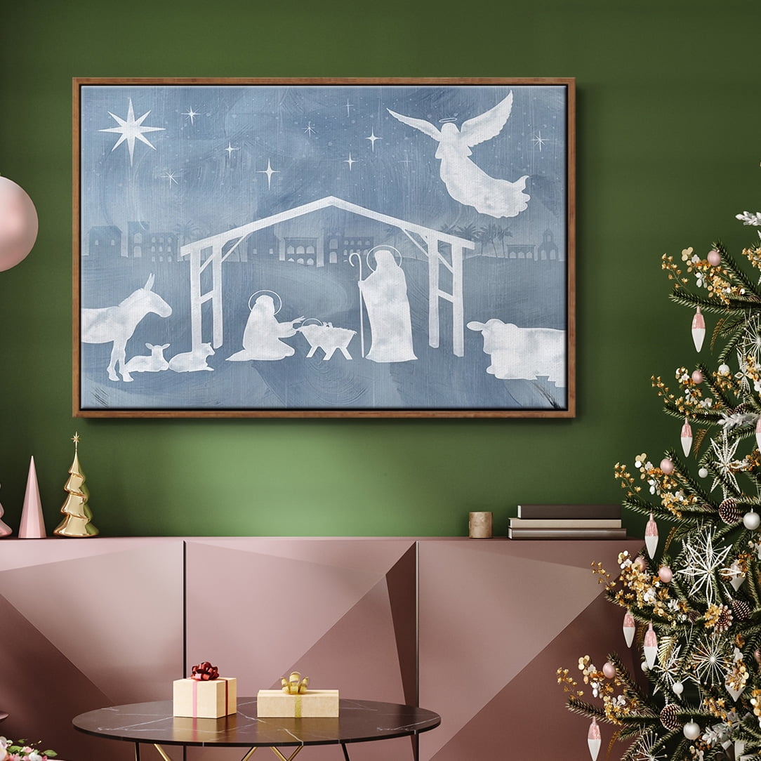 Star of Bethlehem Collection A - Framed Gallery Wrapped Holiday Canvas - 17 x 25 - Rosewood Frame