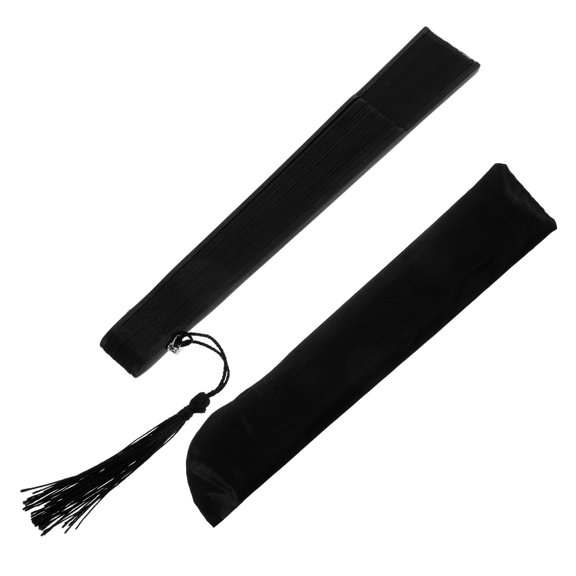 Black Silk Folding Hand Fan - Lightweight Portable Fan for Cooling, Travel, Outdoor Use, Home, and Everyday Comfort