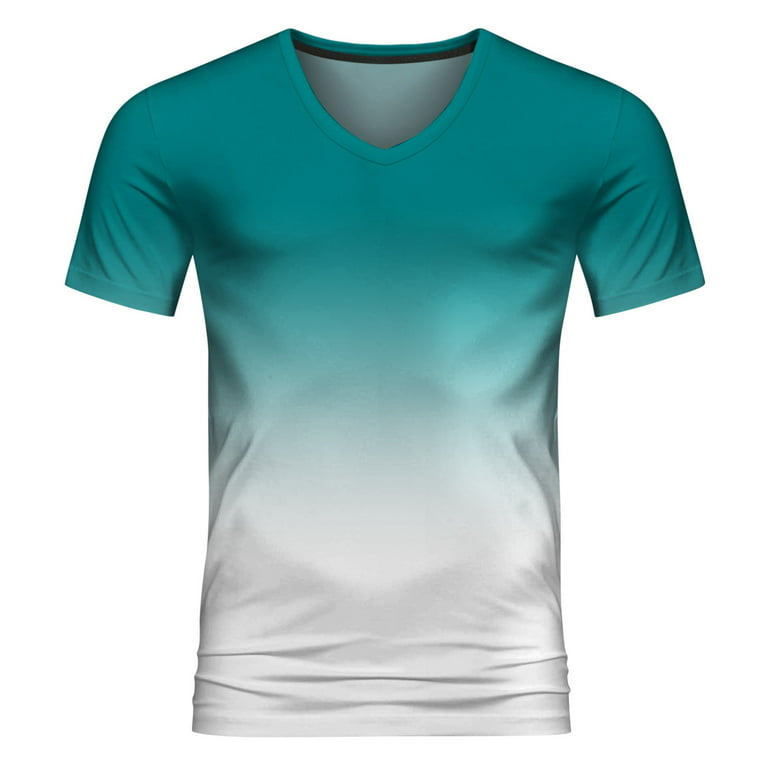 T Shirts for Men Round Neck Short Sleeve Gradient Color Summer Casual Loose T  Shirts 