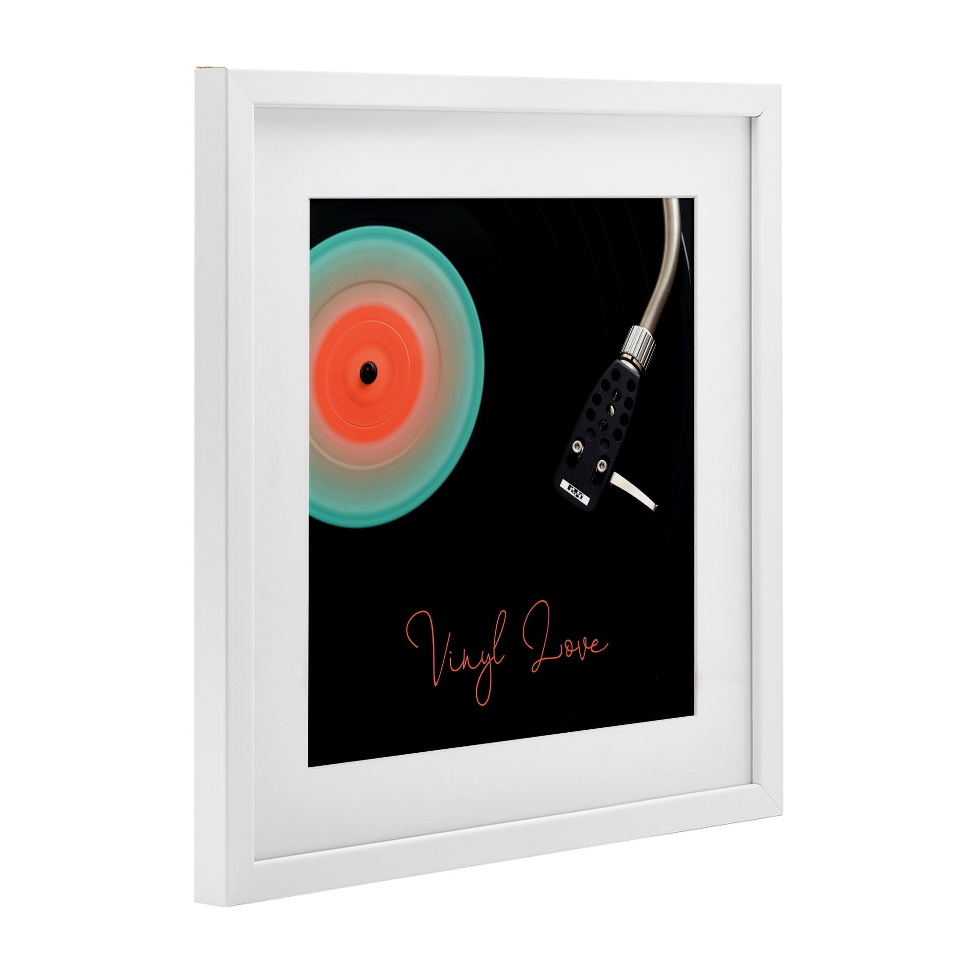 Stupell Industries Spinning Record Vinyl Love White Framed Print Under Glass, design by Tom Quartermaine
