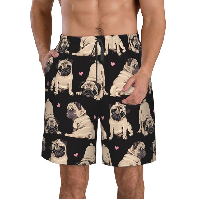 Balery French Bulldog Traje de Baño Estilo Hawaiano para Hombre, Shorts de Secado Rápido con Bolsillos-Small