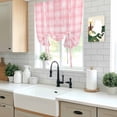 thumbnail image 5 of Pink Plaid Tie Up Curtains for Windows, Adjustable Balloon Window Shades, Modern Art Checkered Farmhouse Kitchen Window Treatments Adjustable Roll Up Curtain for Basement/Nursery 52"x45", 5 of 8