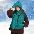 thumbnail image 2 of Bibifish 3 PCS Scarf Hat Glove Sets For Womens Winter Warm Three Piece Hat Gloves Scarf Cold Weather Windproof Scarf Hat Glove Sets, 2 of 4