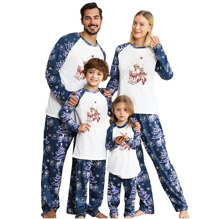 

ZCFZJW Merry Christmas Pajamas for Family Matching Christmas Family Pajamas Sets Buffalo Plaid Xmas Tree Print Raglan Long Sleeve Family Christmas Pjs Outfits Baby-6M