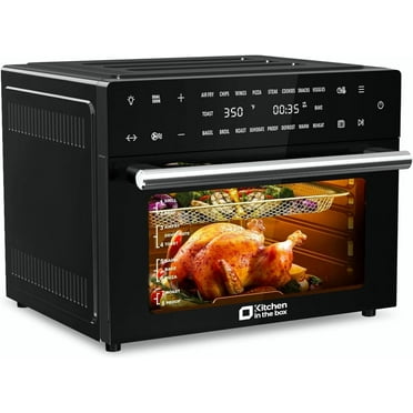 Kitchen in the box 32 QT Air Fryer Oven, 18-in-1 Convection Oven Countertop with Baking, Dehydrate and Rotisserie, 6 Accessories, 1800W, Black