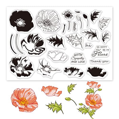 Spring Flower Frame Clear Stamps For Card Making And Photo Album  Decoration, Flower And Leaf Background Transparent Rubber Stamps For Card  Making Decoration And DIY Scrapbook