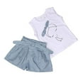 thumbnail image 1 of Felwors Kids Girls Cute Bow Girl Pattern Shirt Top Grid Shorts Set Clothing, 1 of 9