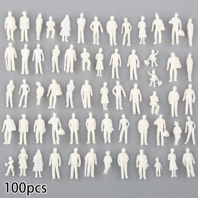 50/100Pcs 1:75 Scale Miniature People Model White Figures for Architectural Building Sand Table Railway Scene Layout Diorama Kit 100Pcs