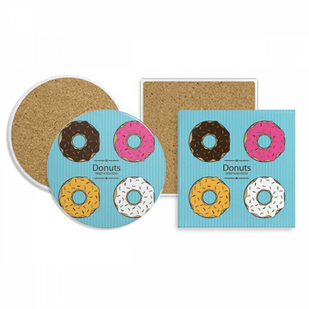 

Four Color Dessert Sweet Food Coaster Cup Mug Holder Absorbent Stone Cork Base Set