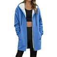 thumbnail image 3 of Winter Coats for Women Oversized Sherpa Lined Warm Long Zip Up Hoodies Casual Loose Cozy Solid Thick Fleece Jacket Blue XL, 3 of 6