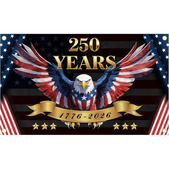 250th Anniversary USA Flag 3x5 Ft Double Sided, 1776-2026 Commemorative Banner with Grommets, Outdoor Patriotic Yard and Wall Decor (250 Years Flag)
