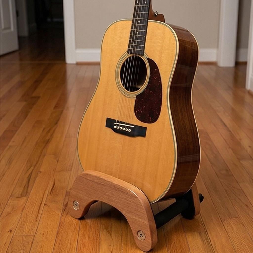 Giaone Space Saving Wooden Floor Guitar Stand With Nonslip Design Easy Assembly Acoustic Instrument Storage Rack