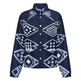 thumbnail image 5 of Jackets for Women Winter Coat Jackets Flannel Stand Collar Jacket(Dark Blue Textile White Pattern,Size:S-4XL), 5 of 7