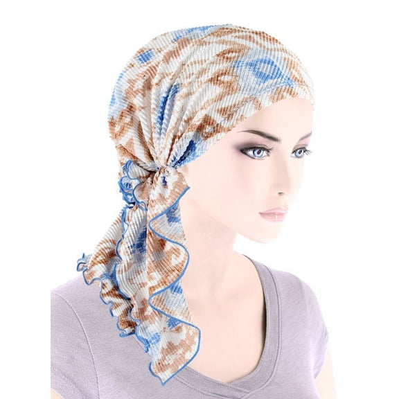 The Bella Scarf Plisse Ikat Blue Beige