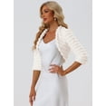 thumbnail image 2 of Chaqueta Corta para Mujer Allegra K Bolero Faux Fur Shrug Chaqueta Cárdigan blanco S, 2 of 5