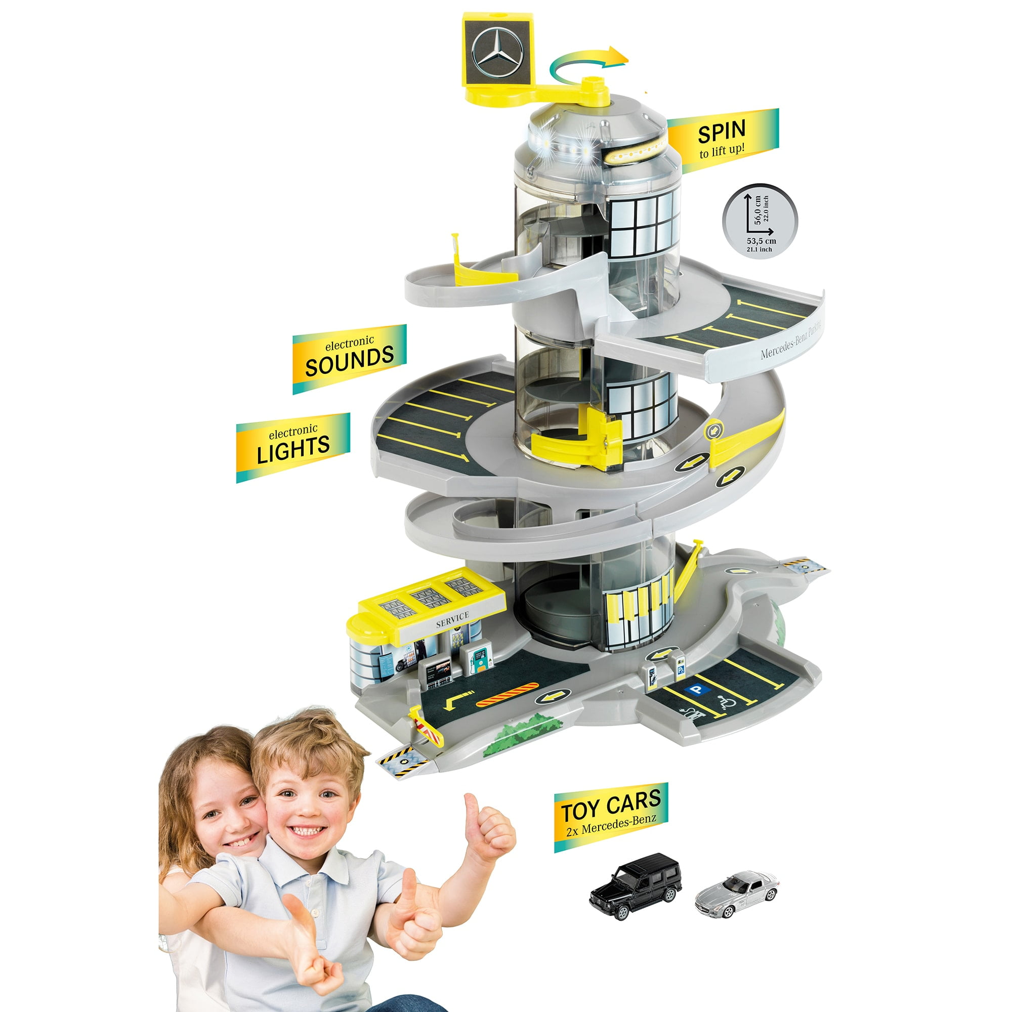Mercedes-Benz: Electric Car Park - Theo Klein, Electronic Parking Garage With Helix Elevator, Light & Sound, Includes 2 Toy Cars, Departure Ramp With Switches, Officially Licensed, Children Aged 3+