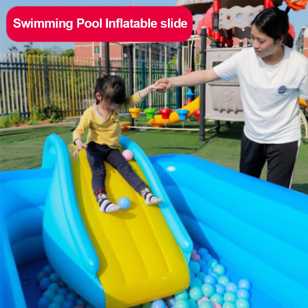 Inflatable Bouncer with Thick Marine Ball Pool Kids Water Play Recreation Facility Inflatable Waterslide and Pool,Wider Steps Joyful Swimming Pool Supplies