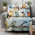 thumbnail image 2 of Colorful Birds Oil Painting Blanket Soft Cozy Warm Throw Blanket for Couch, Plush Fuzzy Flannel Fleece Blankets for Sofa, Retro Spring Birds Animals Bed Blankets Lightweight Gifts for Women, 30"x40", 2 of 9