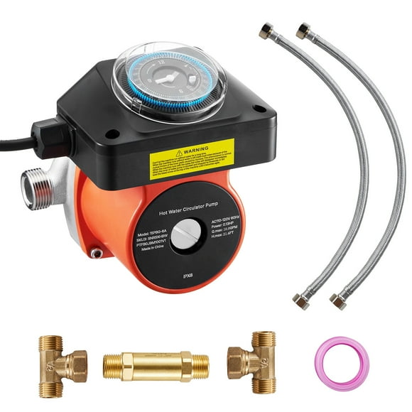KFFKFF Hot Water Recirculating Pump, with Bypass Valve, Instant Recirculation Pump Kit with Timer, Adapter, Circulation Circulator System, Stainless Steel Head