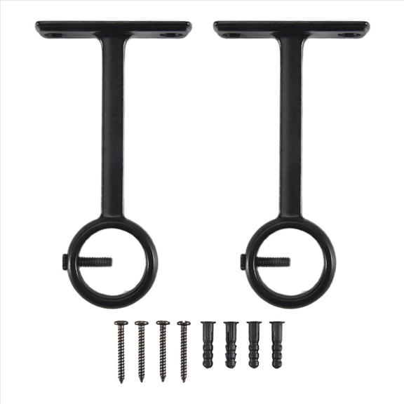 Ceiling Mounted Curtain Rod Brackets, Heavy Duty Bracket for 1 Inch Holder(Set of 2, Black)