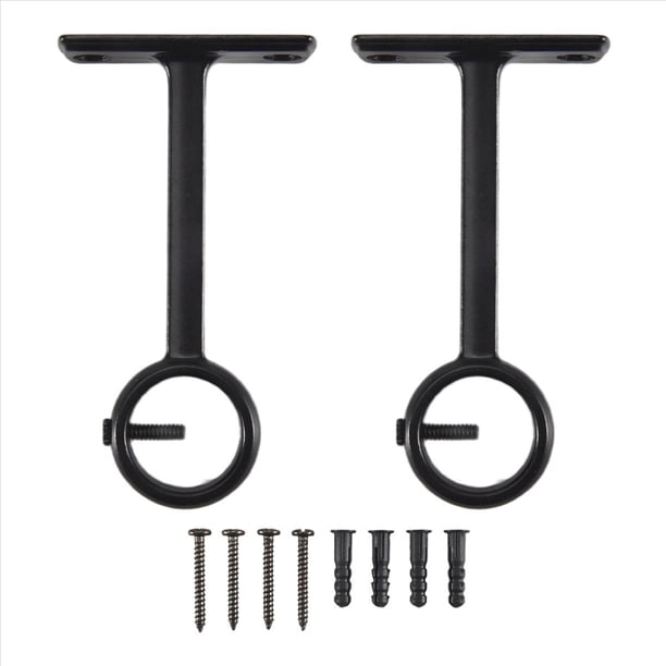 Soportes de Barra Cortina Montados en el Techo, Soporte Techo Resistente para 1 Pulgada (Juego 2, Negro)