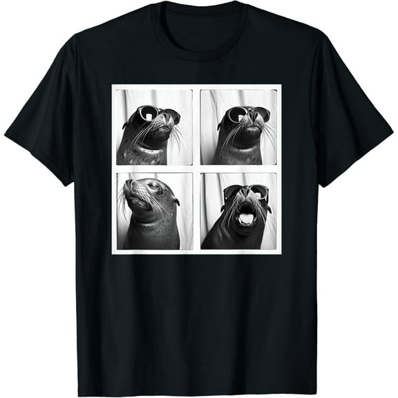 Sam Soft Seal With Sunglasses Cool Sea Lion Ocean Animal Photobooth T-Shirt
