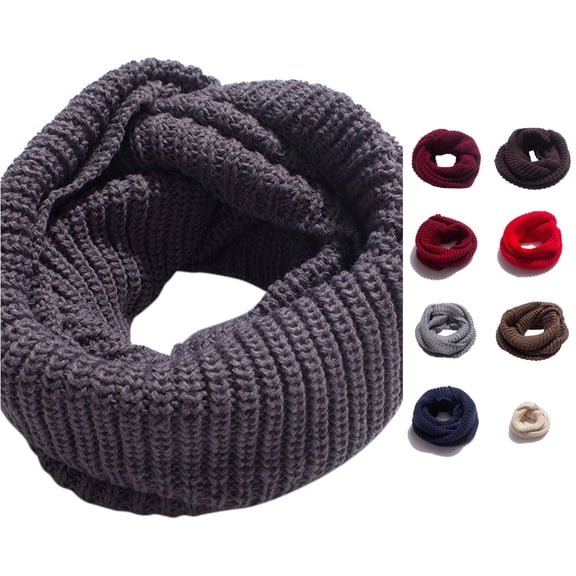 HNMKIU Womens Thick Knit Winter Two Loop Pullover Scarf Cozy Warm Neck Wrap Snood ,GY1