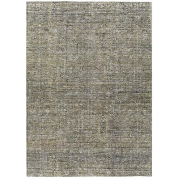 HomeRoots 587097 10 x 14 ft. Southwestern Washable Indoor & Outdoor Rectangle Area Rug, Taupe, Gray & Beige