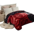thumbnail image 2 of SUTENGDA Lit en Molleton Peluche NC Doux Réversible Chaud Grand 77”x87” Bourgogne Floral, 2 of 6