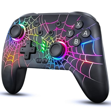 Switch Pro Controller, Switch Controller Joysticks, Switch Controller for Nintendo Switch/OLED/Lite, ZRZLMVP Wireless Switch Pro Remote for PC/IOS/Android with Turbo Function，1000mAh，Spiderweb Black