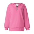 thumbnail image 3 of Womens Oversized Sweatshirt Half Zip,Women's Causal 1/4 Zip Pullover Long Sleeve Collar Sweatshirts Solid Color V Neck Pullover Tops Drop Shoulder Fleece Workout Sweater, 3 of 6
