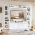 thumbnail image 3 of Hiphuta 79" W Wall Unit Entertainment Center with Bookcase for TVs up to 65", Farmhouse TV Stand with LED Lights for Living Room, White, 3 of 9