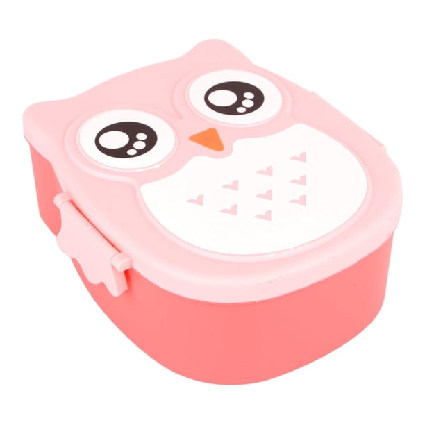 Caja de almuerzo, caja de almuerzo portátil de plástico con diseño de búho de dibujos animados, recipiente de almacenamiento seguro para microondas para ensalada, rosa (900 ml) oso de fresa Hogar