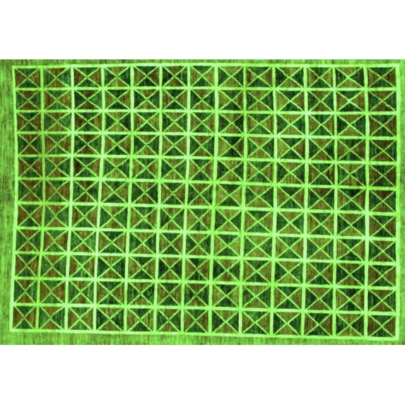 Ahgly Company Indoor Rectangle Oriental Green Modern Area Rugs, 2' x 4'