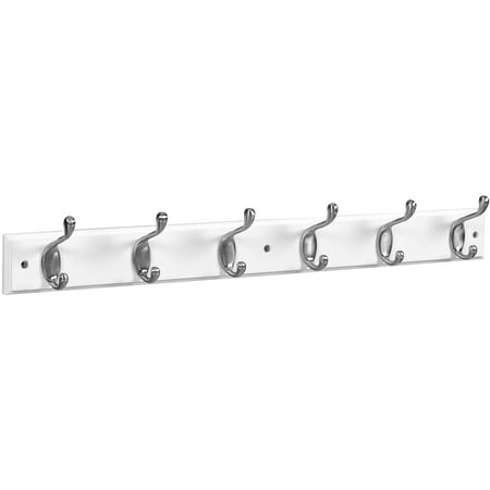 Stanley Hardware S812-990 6 Satin Nickel Hooks On 27" White Rail Hookrail