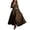 Brown, variant on Women Dresses Retro Plaid A Line Puff Long Sleeve Square Neck Flowy Maxi Length Dress for Women Brown M