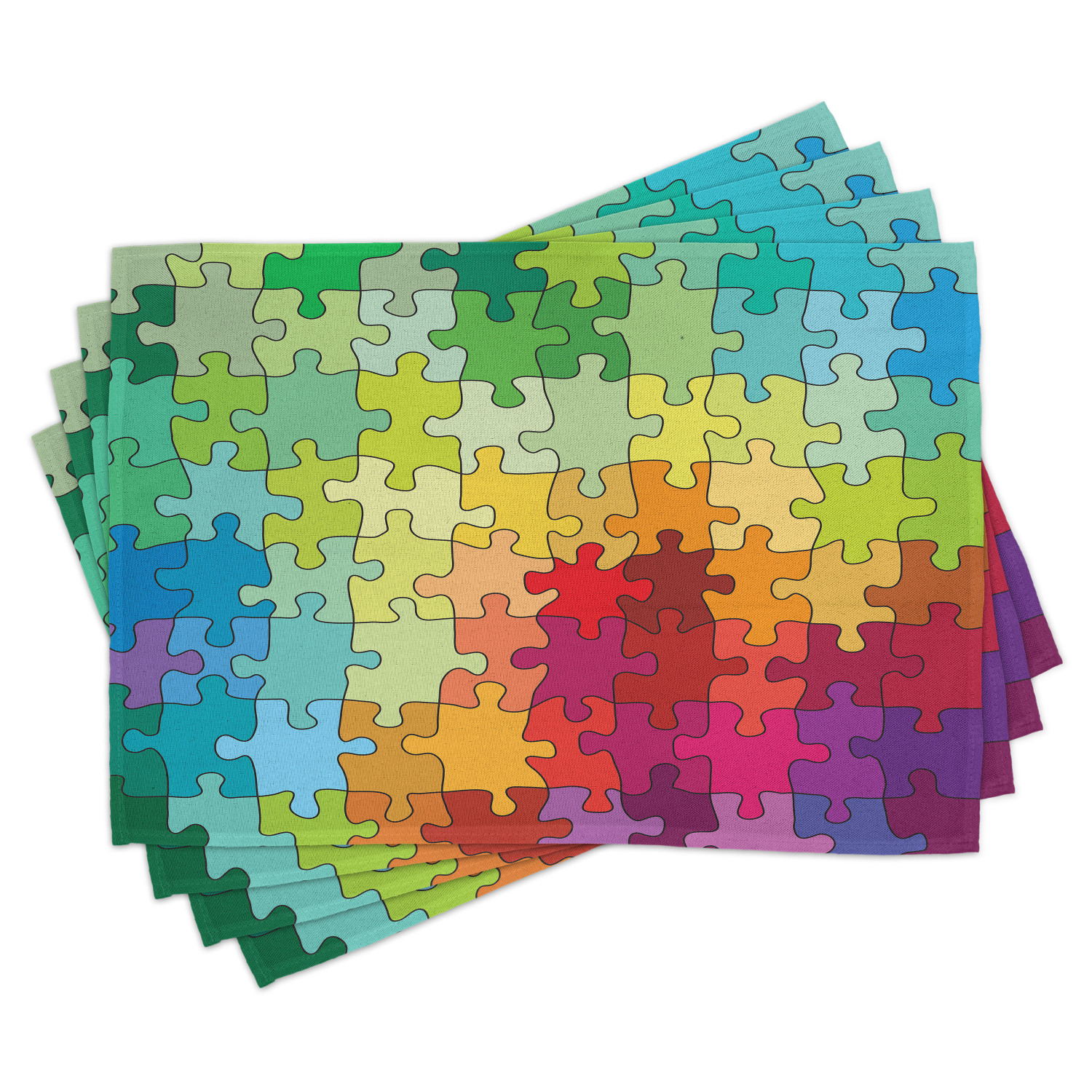 Abstract Placemats Set of 4 Colorful Puzzle Pieces Fractal Children Hobby Activity Leisure Toys