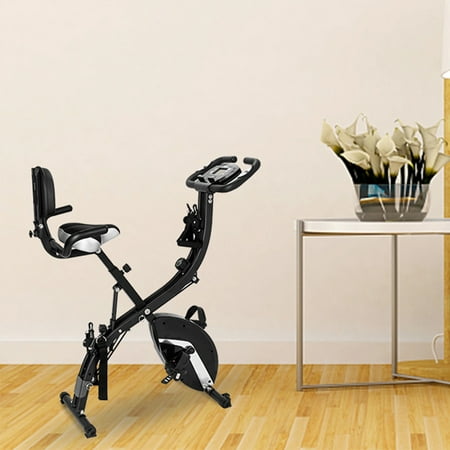 3-in-1 Folding Exercise Bike, Recumbent Cycle w/ LCD Digital Monitor and Tablet Holder, Rowing Machines for Home Use, High Backrest & Anti-slip Pedal Included Upright Bikes, Capacity of 260 lbs,