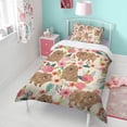 thumbnail image 4 of Pomeranian Dogs and Flowers Duvet Cover and Pillowcase Set for Single Bedding, Bedroom Accessories for Kids Teens, 4 of 5