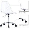 thumbnail image 3 of HOMEFUN Clear Desk Chair, Acrylic Rolling Armless Vanity Swivel Height Adjustable Ghost Molded Plastic Home Office Chairs with Wheels, Clear, 3 of 7