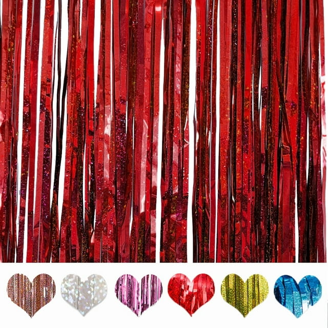 Dosaele Metallic Foil Fringe Curtains Tinsel Curtain Photo Backdrop Birthday Party Decoration