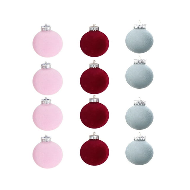 Adornos de Velvet Christmas Balls Pack de 12 | Bolas decorativas de plástico marrón flokado de 3,14 pulgadas para decorar árboles de Navidad | Decoración navideña duradera, fácil de colgar y con