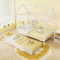 thumbnail image 4 of Gymax Twin Size House Bed with Trundle Wooden Platform Bed w/ Roof Chimney & Window White, 4 of 10
