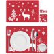 thumbnail image 1 of 12 Uds mantel de Navidad, tapetes de Navidad, tapetes decorativos, tapete de mesa de comedor, mantel de Noel rojo, mantel de PVC Rectangular Ormromra ZYY-1356, 1 of 5