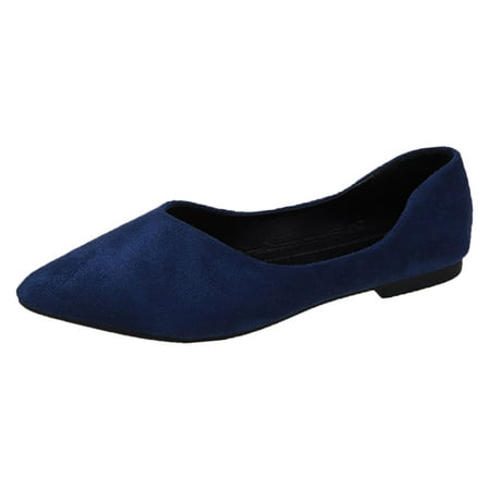 

Blphud Work Shoes for Women Summer Shoes for Women 2024 Casual Cute Flat Womens Sneakers Ladies Summer Fashion Solid Simple Pointed Flat Bottom Shallow Mouth Suede Large Size Single Shoes Blue 40
