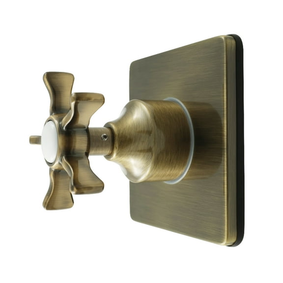 Kingston Brass KS4043NX Hamilton Single-Handle Six-Way Diverter Valve with Square Trim Kit, Antique Brass